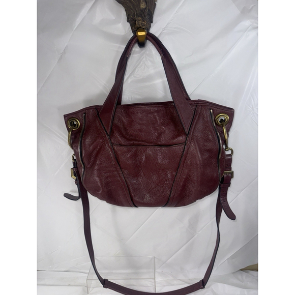 OrYANY Pebble Leather Lian Satchel Purse Handbag Convertible Strap Merlot - Picture 10 of 14